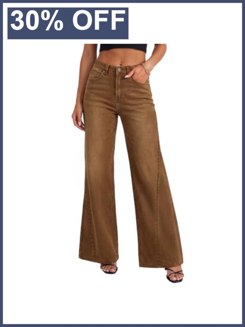 Wide Leg High Waisted Baggy Jeans Cotton Blend Stretch Denim